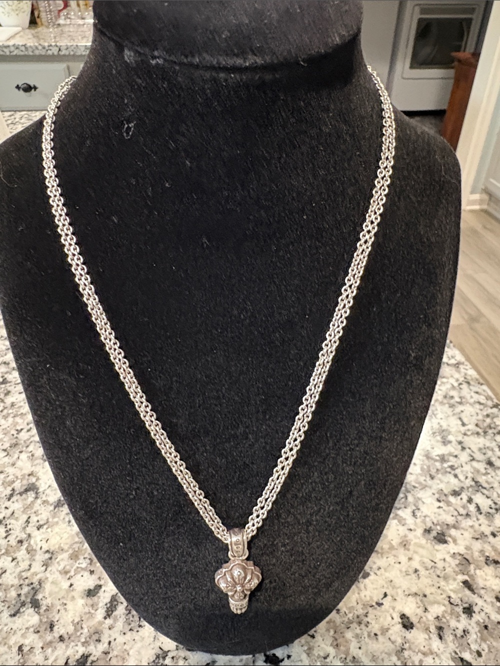 Brighton Floral Pendant Necklace - Silvertone